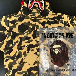 Bape Shark Full Zip Hoodie Yellow Camo